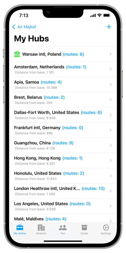 App Screenshot Airline Home Screen
